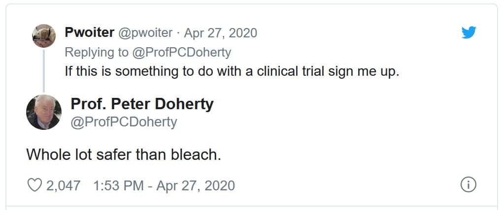 Twitter users provided a lot of cheeky answers to Prof Doherty's tweet.