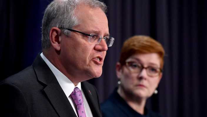 Il Primo Ministro australiano Scott Morrison e la Ministra degli Esteri Marise Payne 