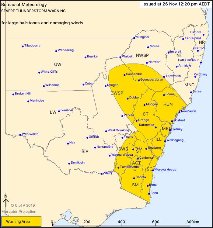 GUSTY THUNDERSTORMS FOR EASTERN NSW AND ACT