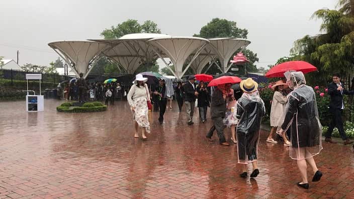 Pouring in Melbourne in the morning hours of Melbourne Cup day