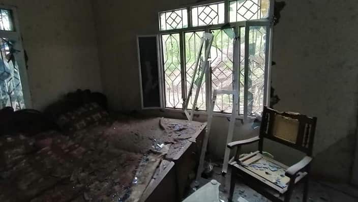The house was severely damaged from cross-border shelling near LOC, Pakistan-administered Kashmir.