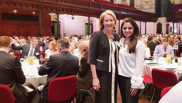Founder of Male Champions of Change Elizabeth Broderick with Fiza Farhan (right), Head of Pakistan Chapter, MCC.