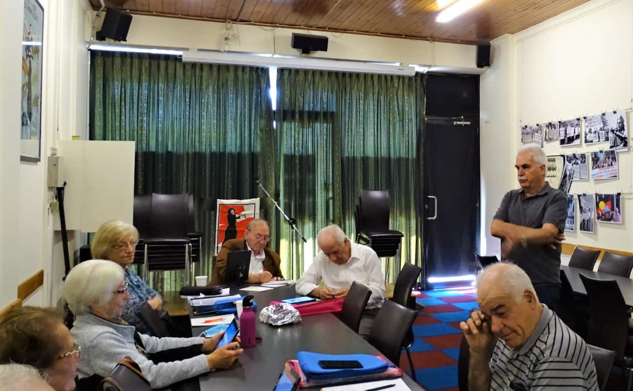 At the house of the Democritus League. 