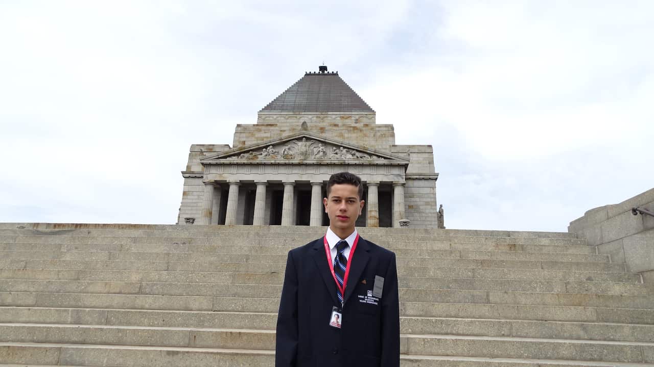 Alphington Grammar School student and the only Greek Australian Young Ambassador at Melbourne's Shrine of Remembrance, Giorgos Tsianakas. 