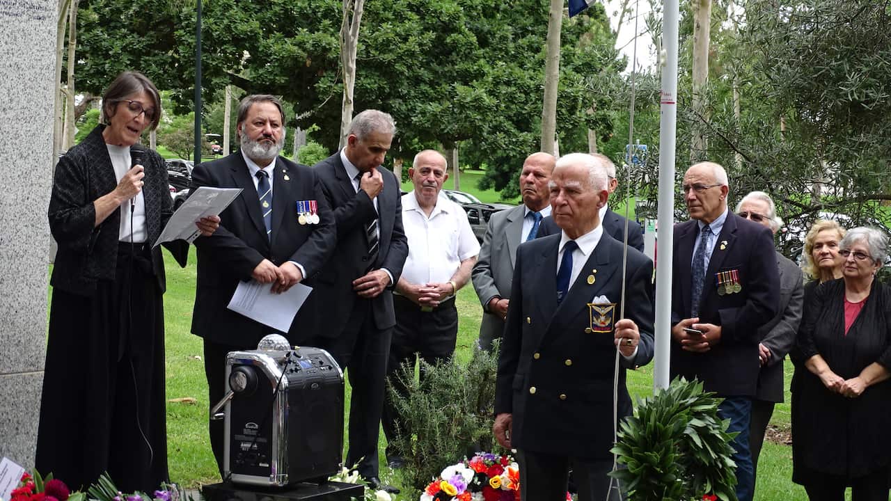 Federal MP Maria Vamvakinou, at the Australian-Greek Memorial, Melbourne. 