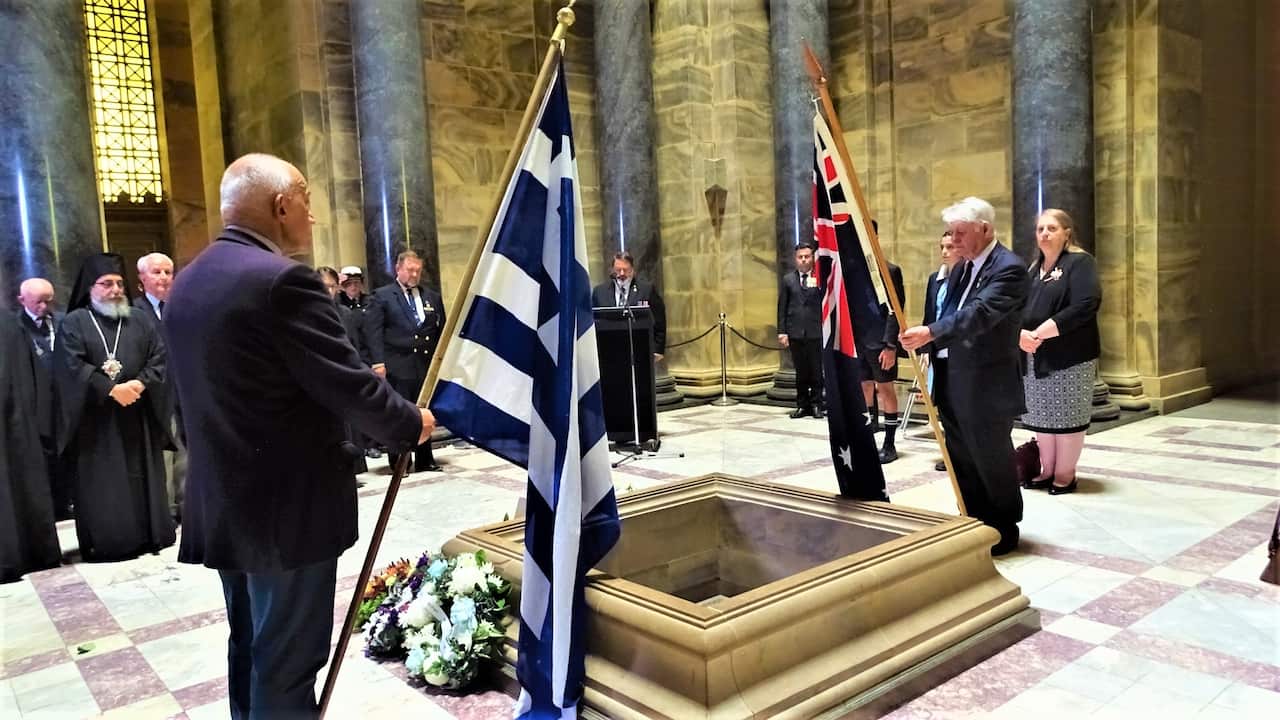 At the Cenotaph, Shrine of Remembrance, Melbourne.