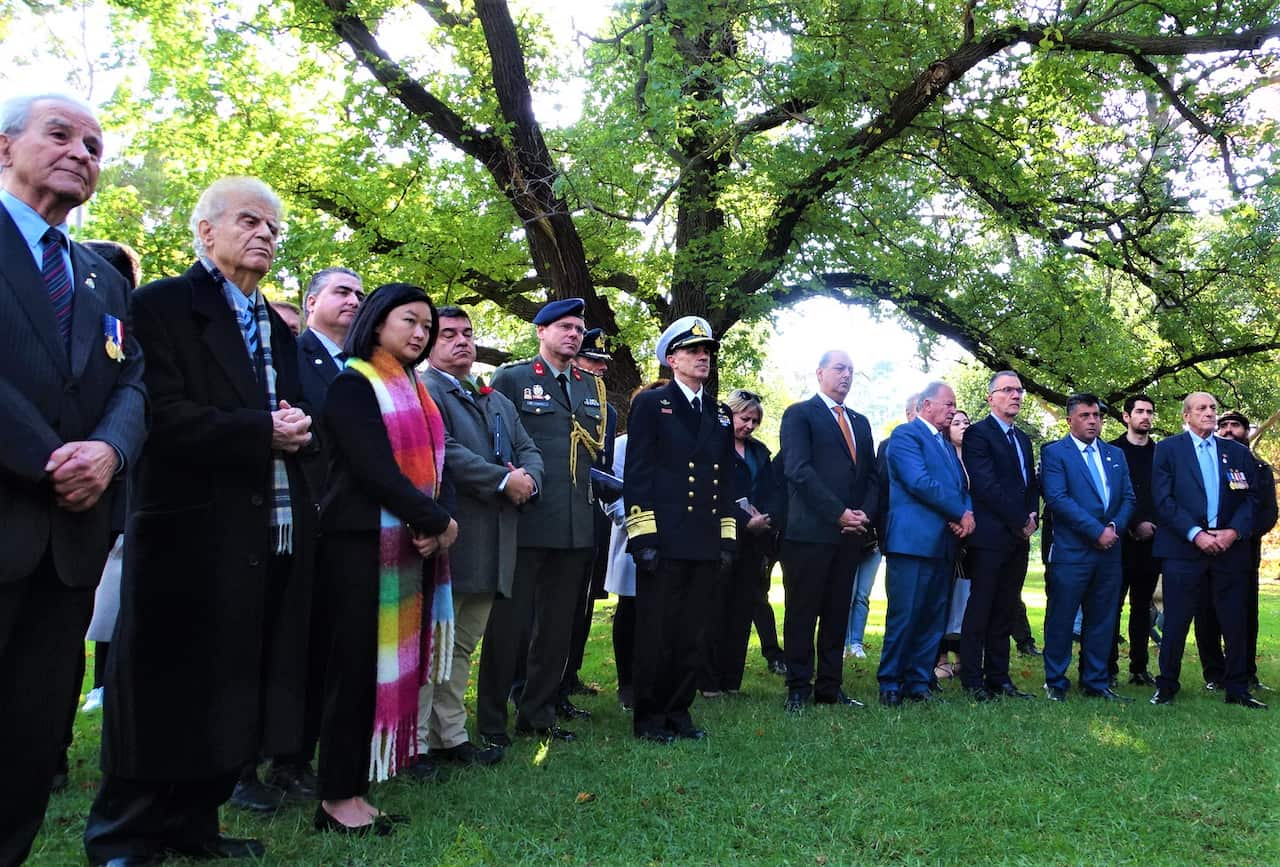 At the Hellenic-Australian war Memorial, Domain Gardens, Melbourne. 