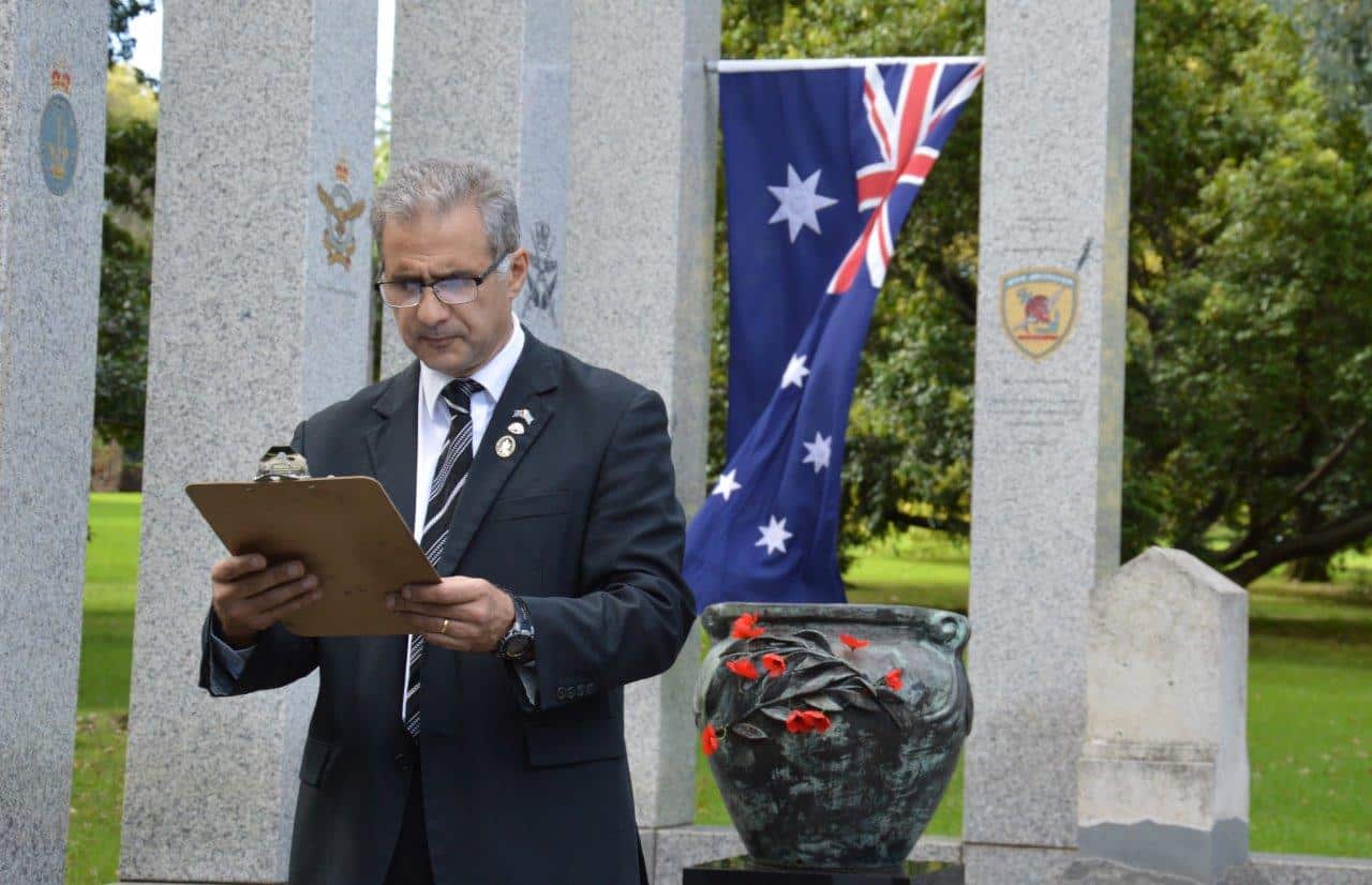 Hellenic RSL president Manolis Karvelas at the Australian Hellenic War Memorial, Melbourne. 