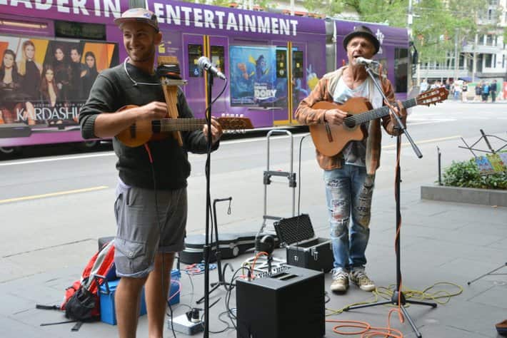 Buskers at Swanston St. in Melbourne