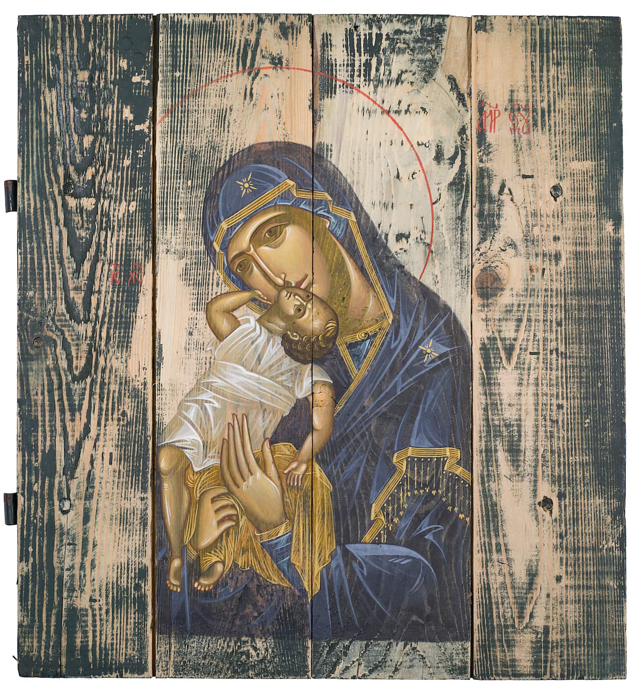 Christian icons painted on military ammo boxes