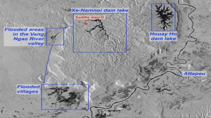 Satlelite image of Attapeu flood