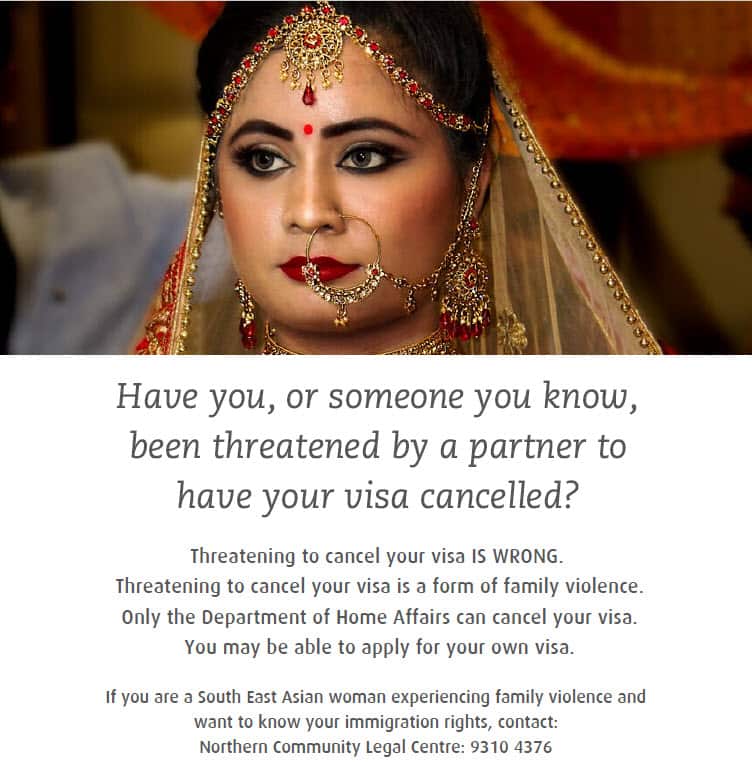 Poster providing contacts for legal help and immigration advice to South East Asian women
