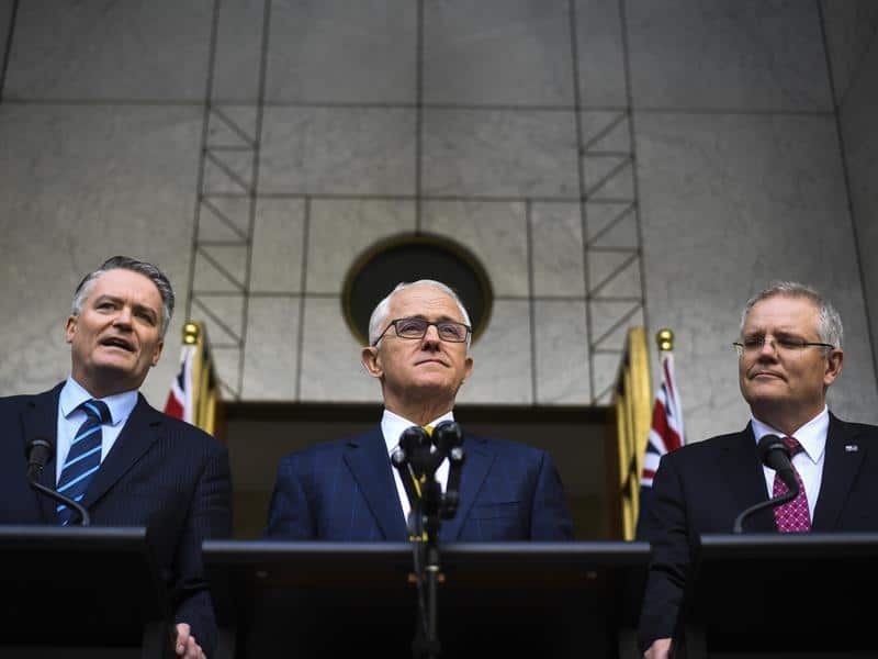 Mathias Cormann, Malcolm Turnbull, Scott Morrison.