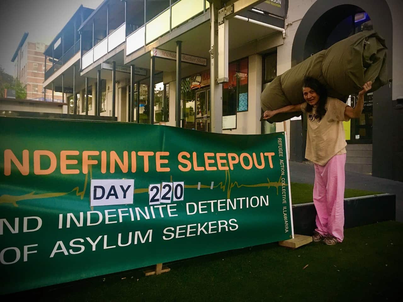 Rahima pictured has participated in the indefinite sleep-put since August 2019.