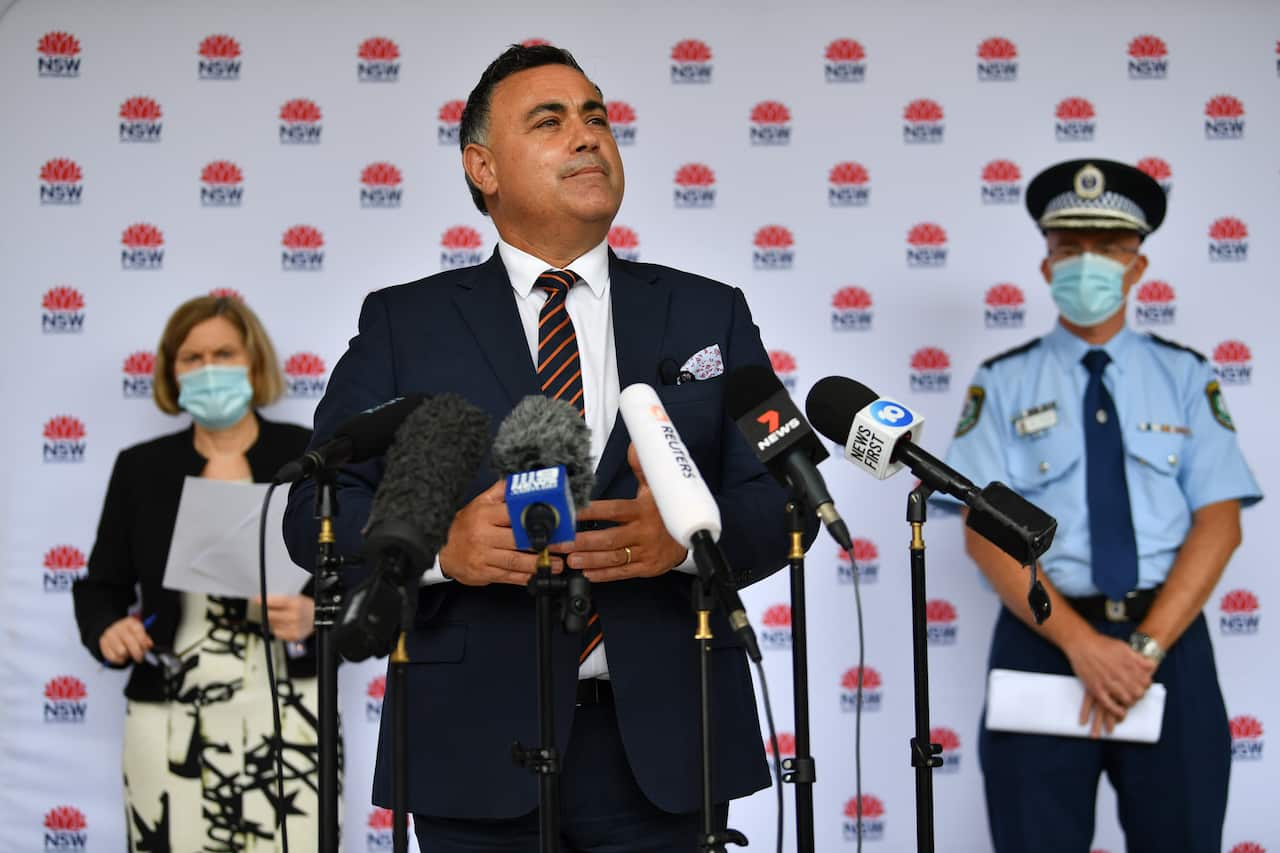 NSW Acting Premier John Barilaro addresses the media in Sydney, Monday, January 4, 2021.