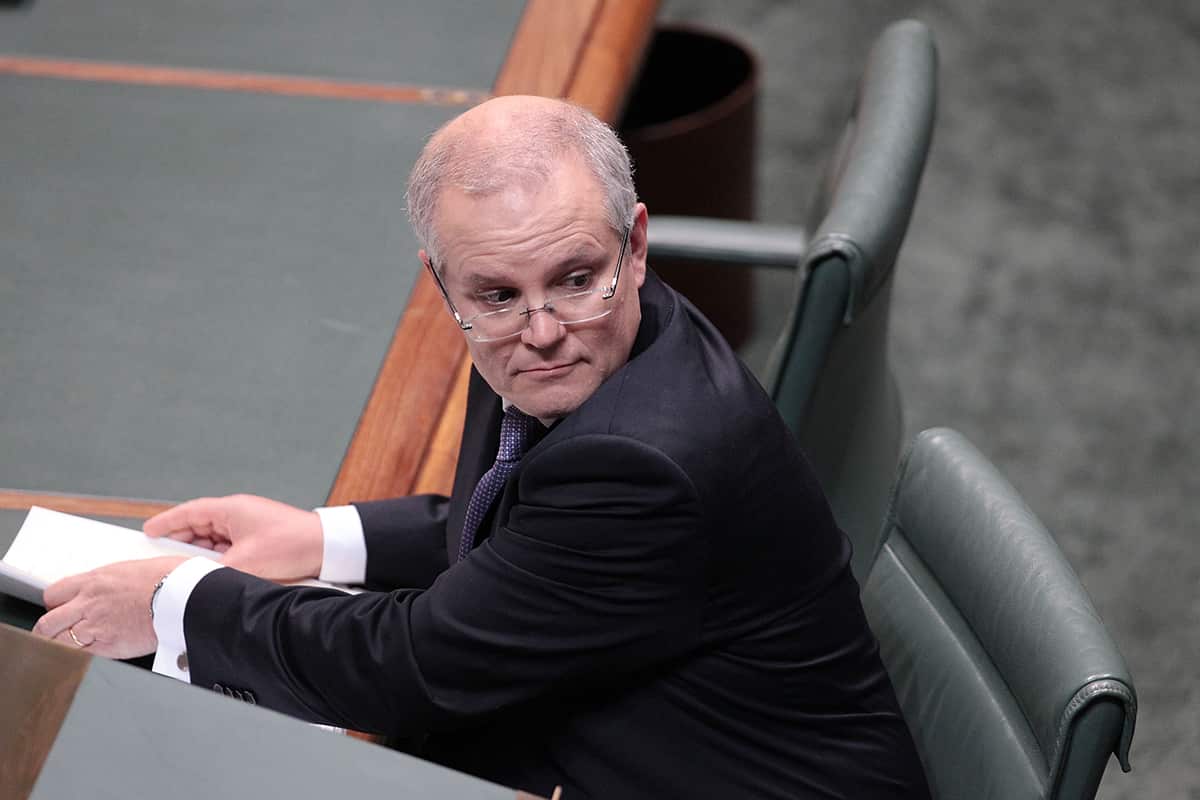 Treasurer Scott Morrison after delivering the budget in the House of Representatives in Canberra.