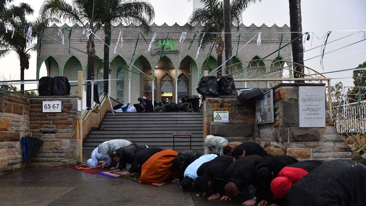 Members of the muslim community celebrate Eid al-Fitr, at Lakemba Mosque in Sydney