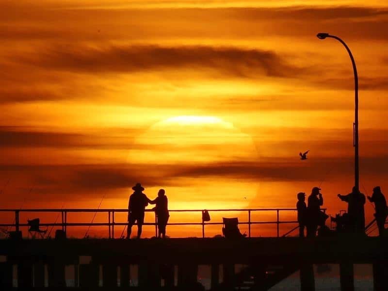 Sunrise over Altona pier in Melbourne