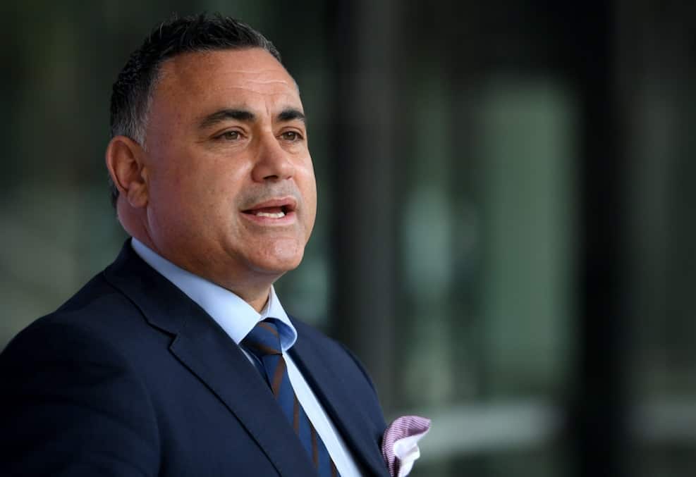 Deputy NSW Premier John Barilaro addresses the media during a press conference in Sydney