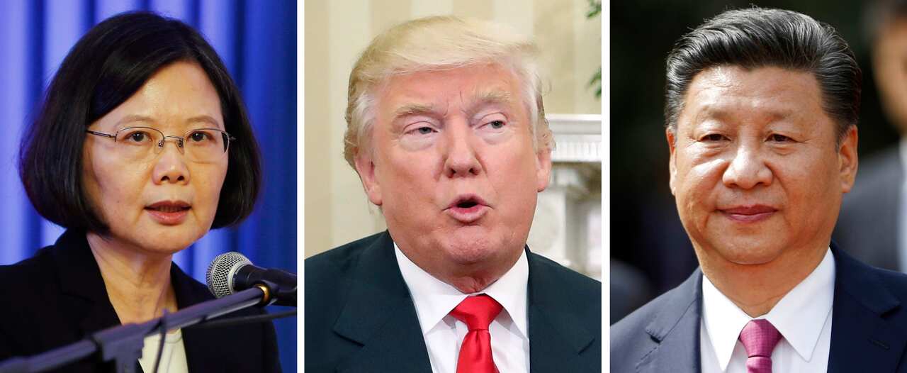 Taiwan's President Tsai Ing-wen, US president-elect Donald Trump and China's President Xi Jinping.