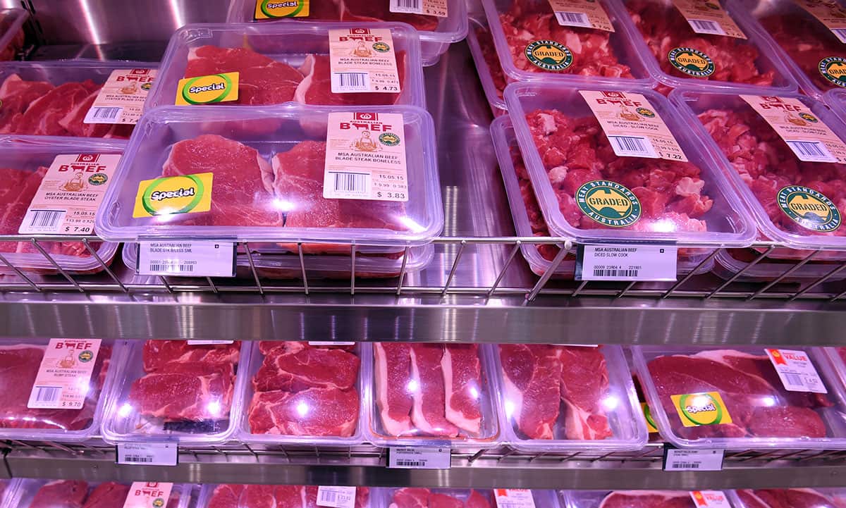 meat on display in a new Woolworths supermarket in Everton Park