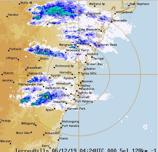 The Bureau of Meteorology radar for Sydney showing smoke.