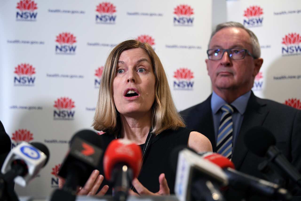NSW Health Minister Brad Hazzard (right) and NSW Chief Health Officer Dr Kerry Chant address the media about the virus. 
