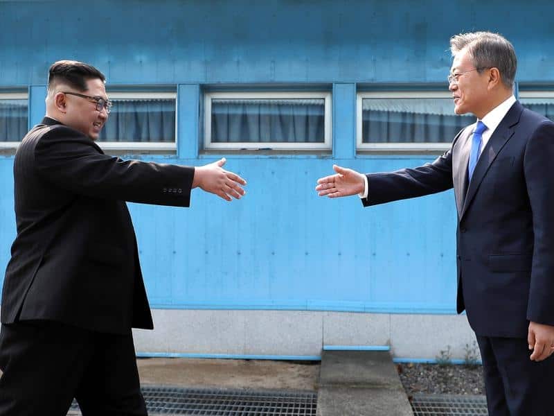 North Korean leader Kim Jong Un and the South's Moon Jae-in