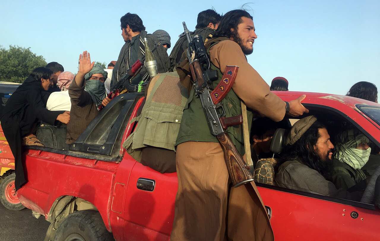 A file photo of Taliban fighters in Afghanistan