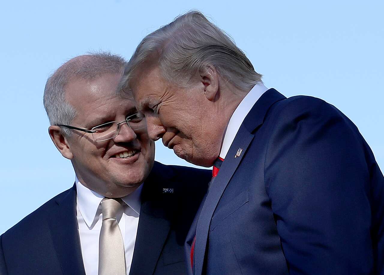 US President Donald Trump welcomes Prime Minister Scott Morrison to the White House.