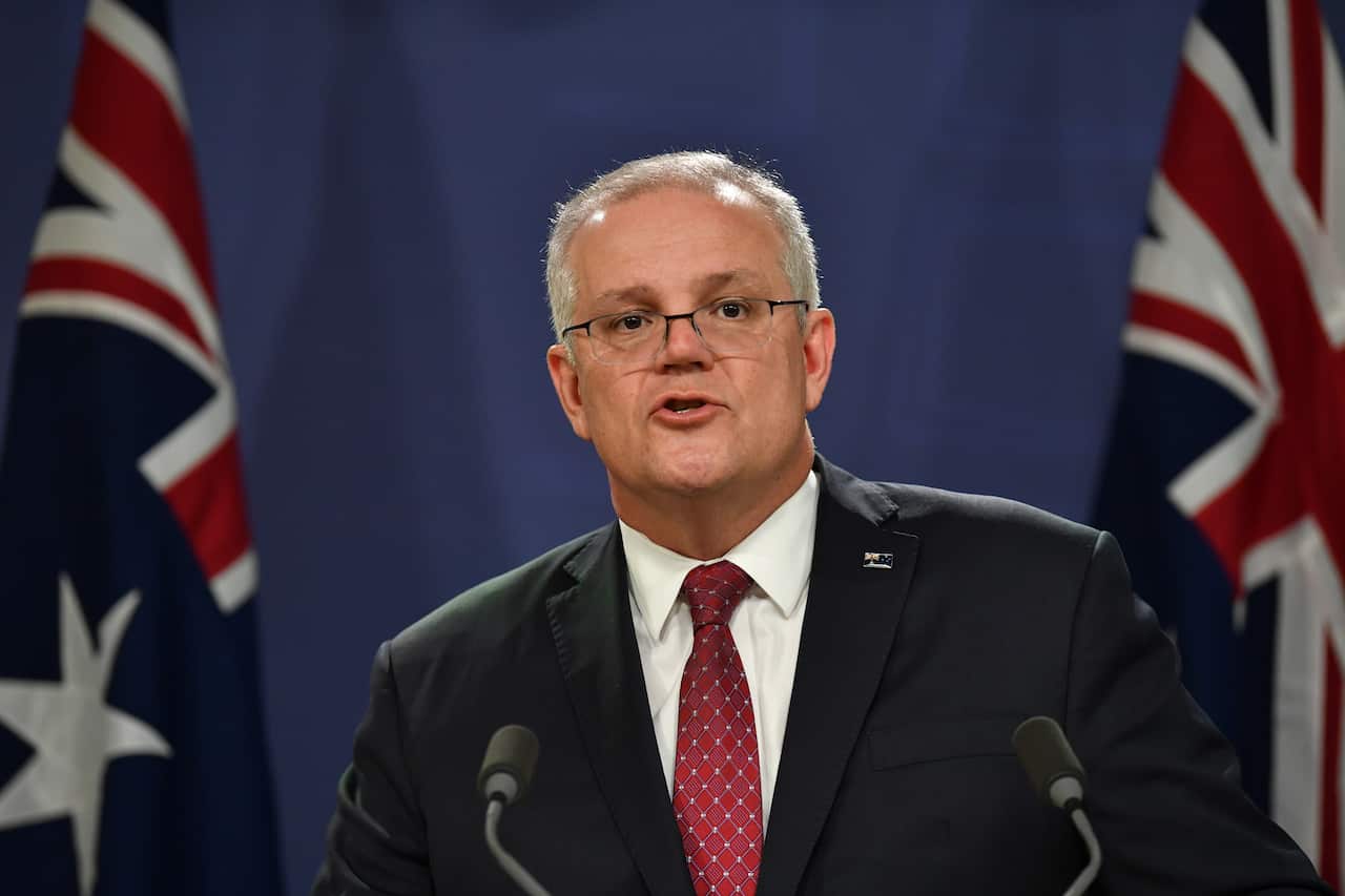 Australian Prime Minister Scott Morrison speaks to the media during a press conference in Sydney, Friday, September 18, 2020. (AAP Image/Dean Lewins) NO ARCHIVING