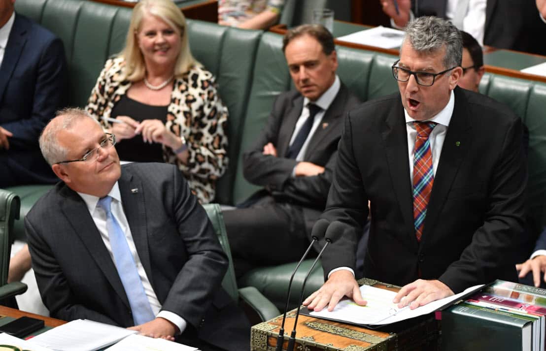 A file photo of Prime Minister Scott Morrison and Minister for Resources Keith Pitt during Question Time.