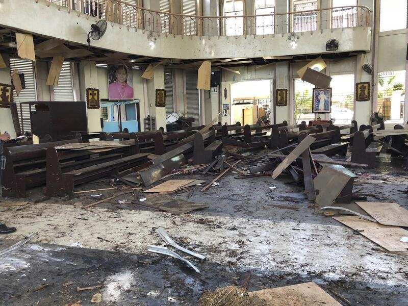 The scene of the explosion in Jolo, Philippines