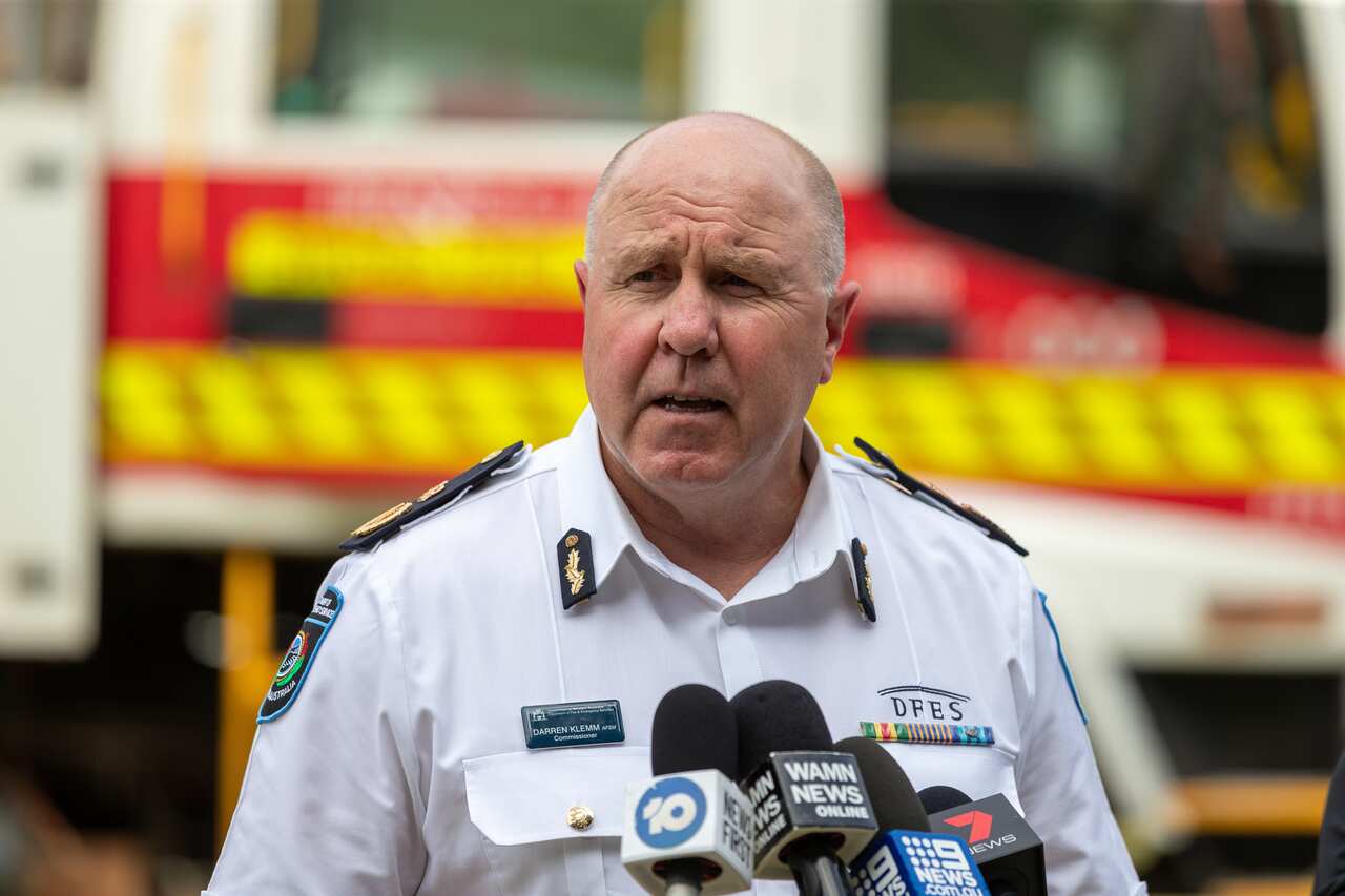 DFES Commissioner Darren Klemm speaks to the media during a press conference at the Wooroloo Volunteer Bushfire Brigade in Perth on Tuesday, 2 February.