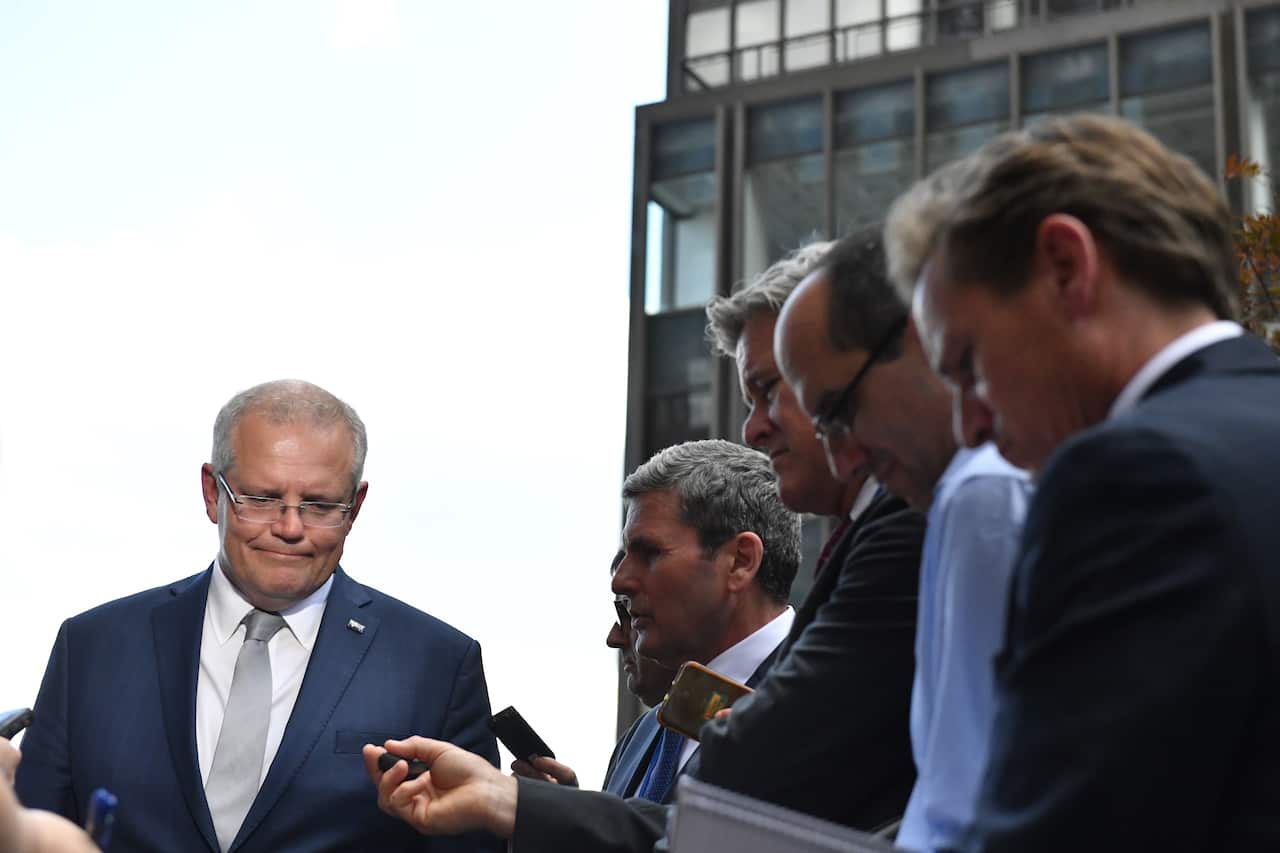 Australia's Prime Minister Scott Morrison at a press conference in New York, United States, Tuesday, September 24, 2019. (AAP Image/Mick Tsikas) NO ARCHIVING