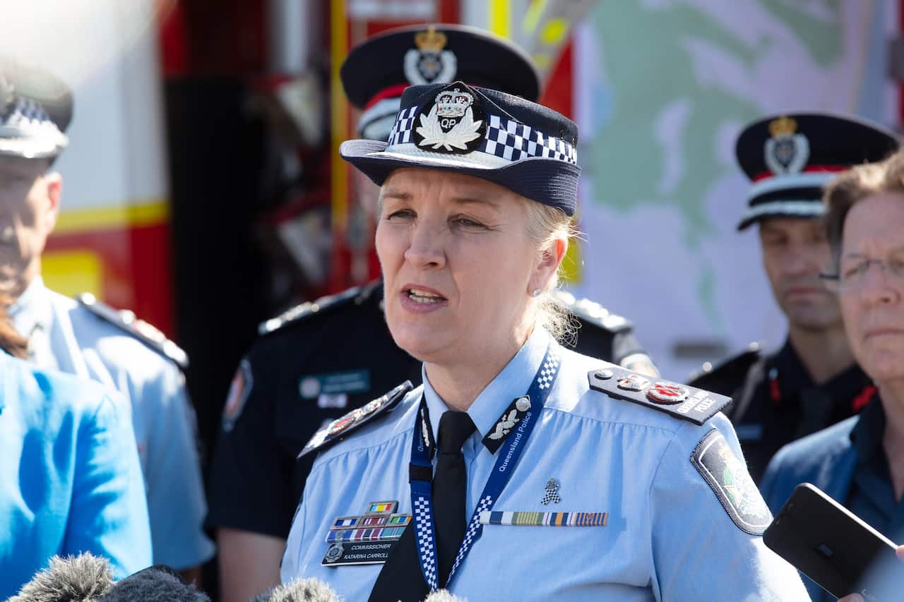 Queensland Police Commissioner Katarina Carroll speaks to the media.