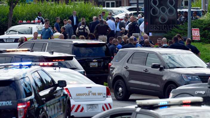 Police secure the scene of a shooting in Annapolis.