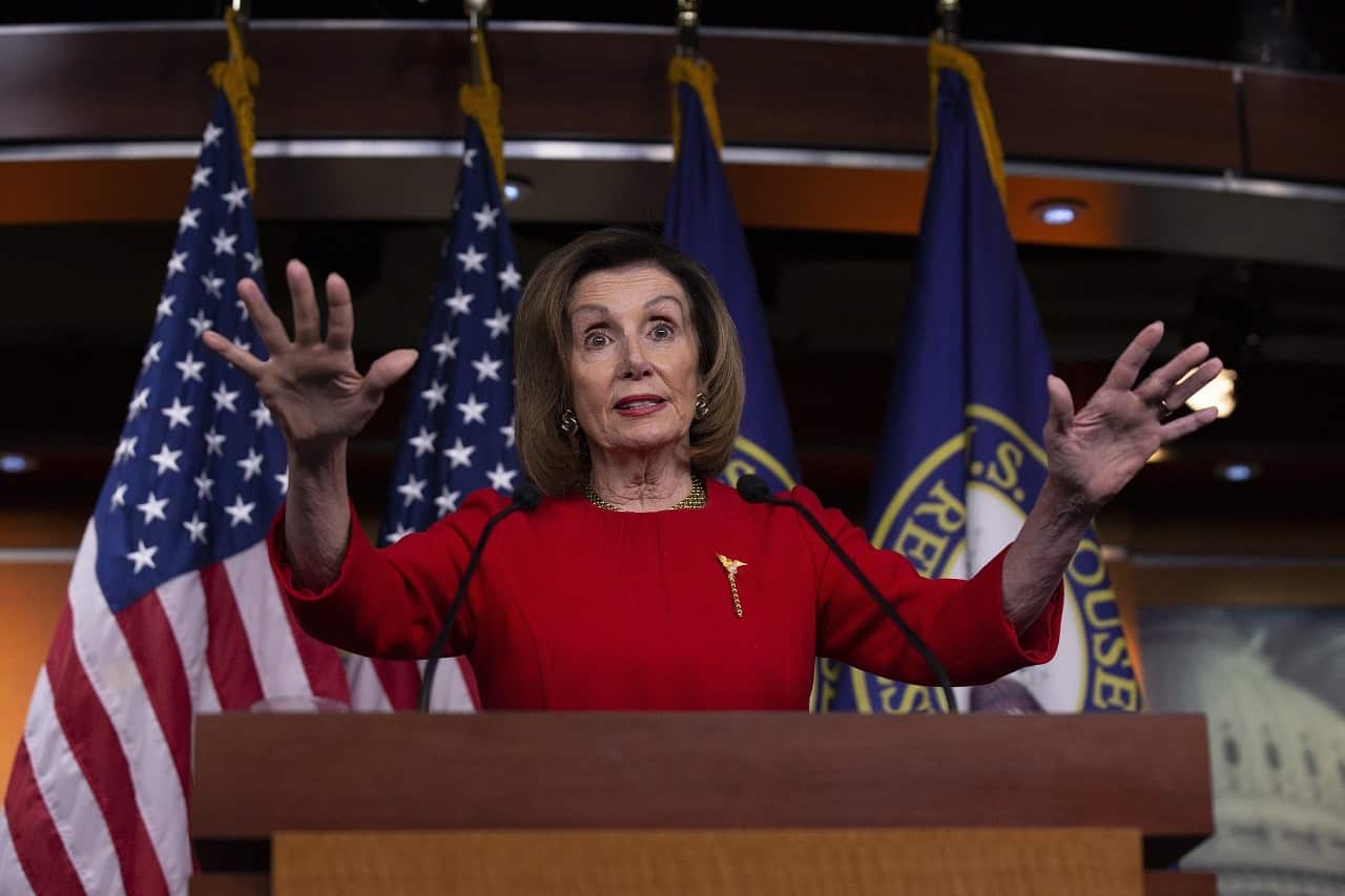 Nancy Pelosi talks to media last week.