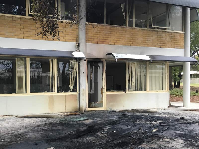 The damaged office of the Australian Christian Lobby
