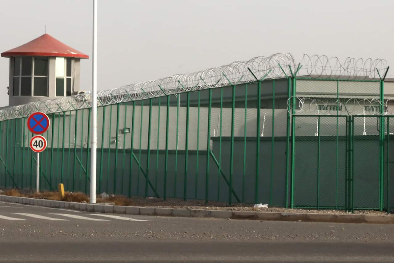 A building believed to be a forced indoctrination camp in Artux in western China's Xinjiang region.