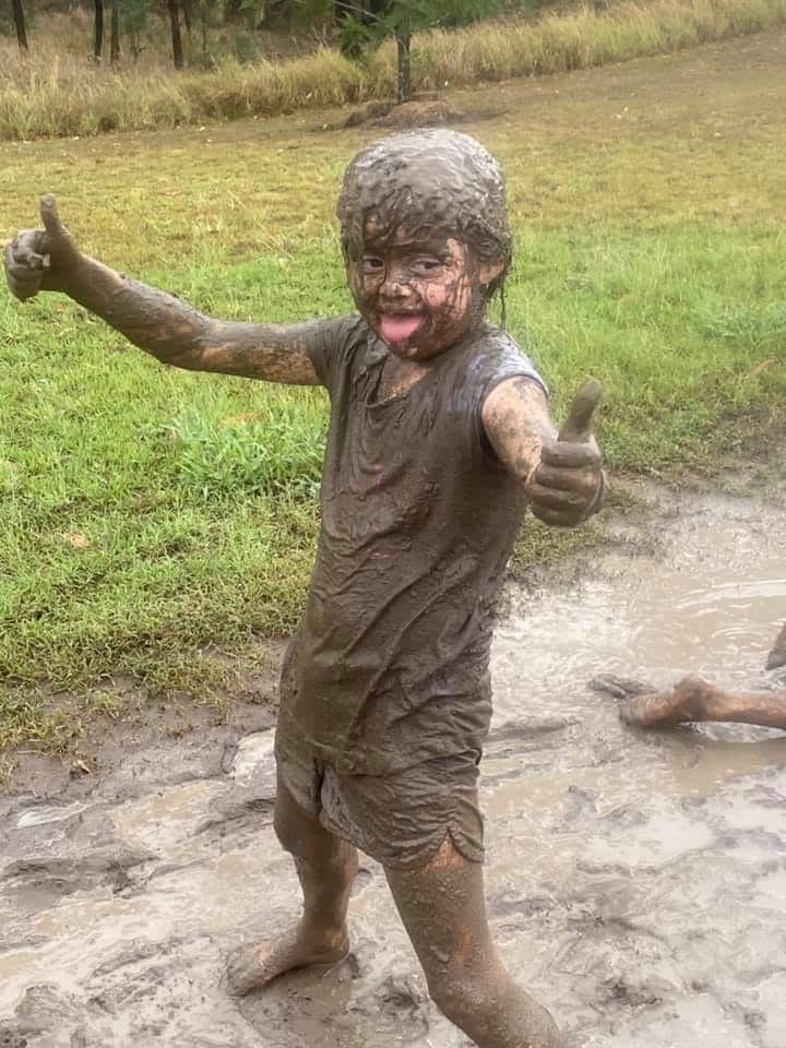 Best way to celebrate rain is a mud fight!
