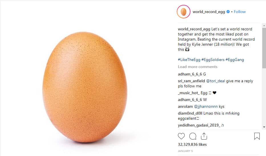 The Egg that broke Instagram Likes record