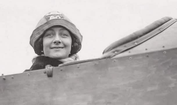 Elsie at Hendon Aerodrome, near London, in 1914 