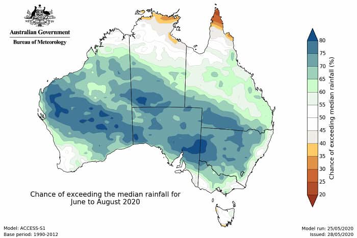 A wetter than average winter is expected for most of inland Australia but coastal regions are more likely to be in for average conditions.