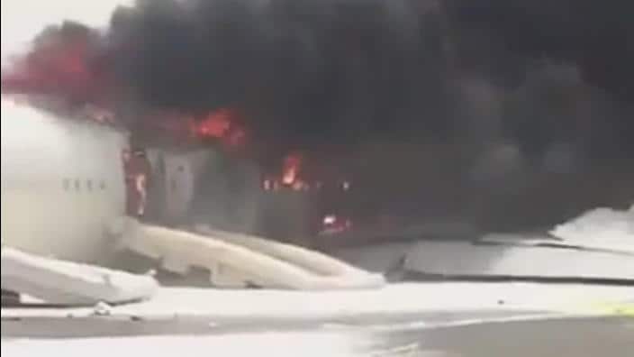 emirates flight engulfed by fire