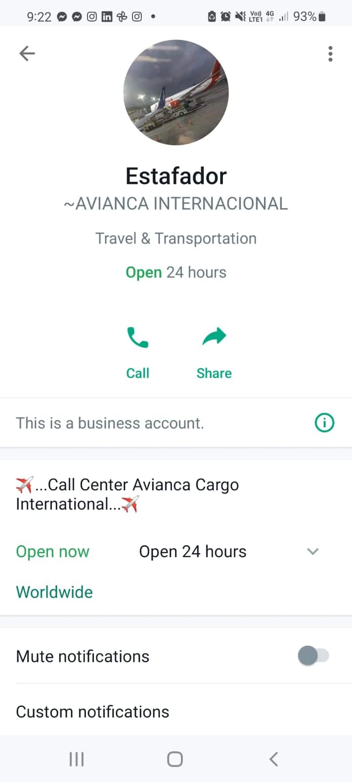 Whatsapp falso de estafadores