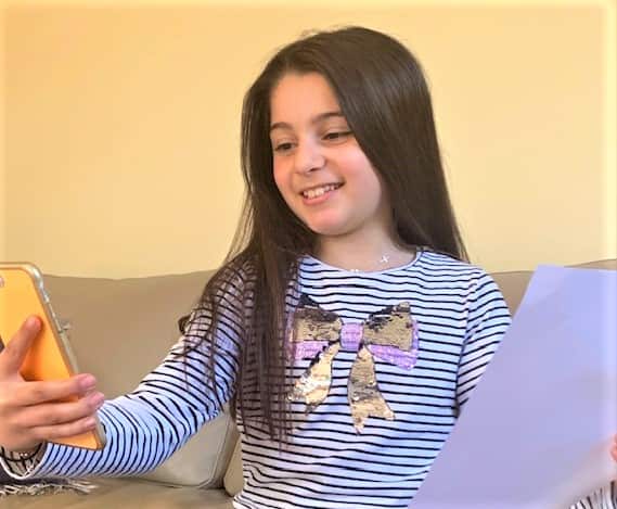 Greek language school student Eva.