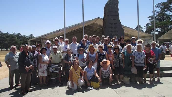 Hellenic RSL members at the Australian Ex-Prisoners of War Memorial. 