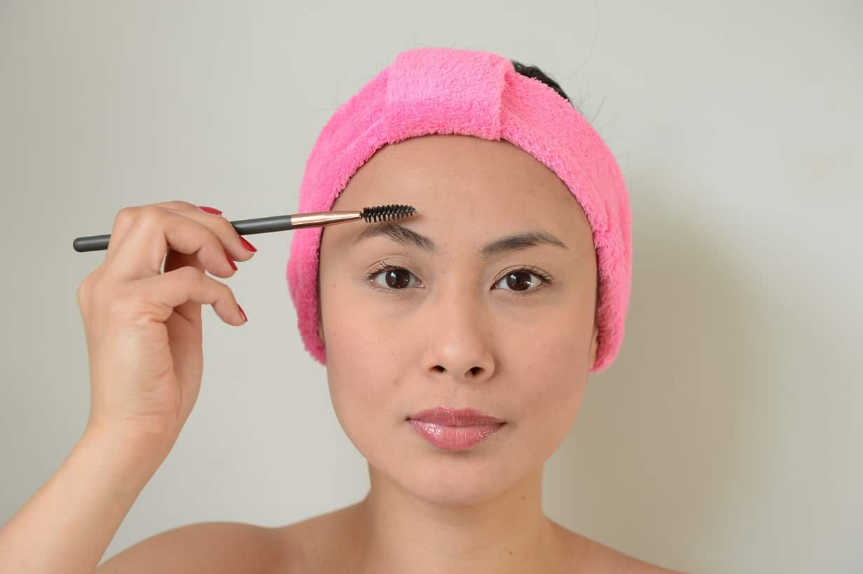 brush the eyebrows on an upward motion