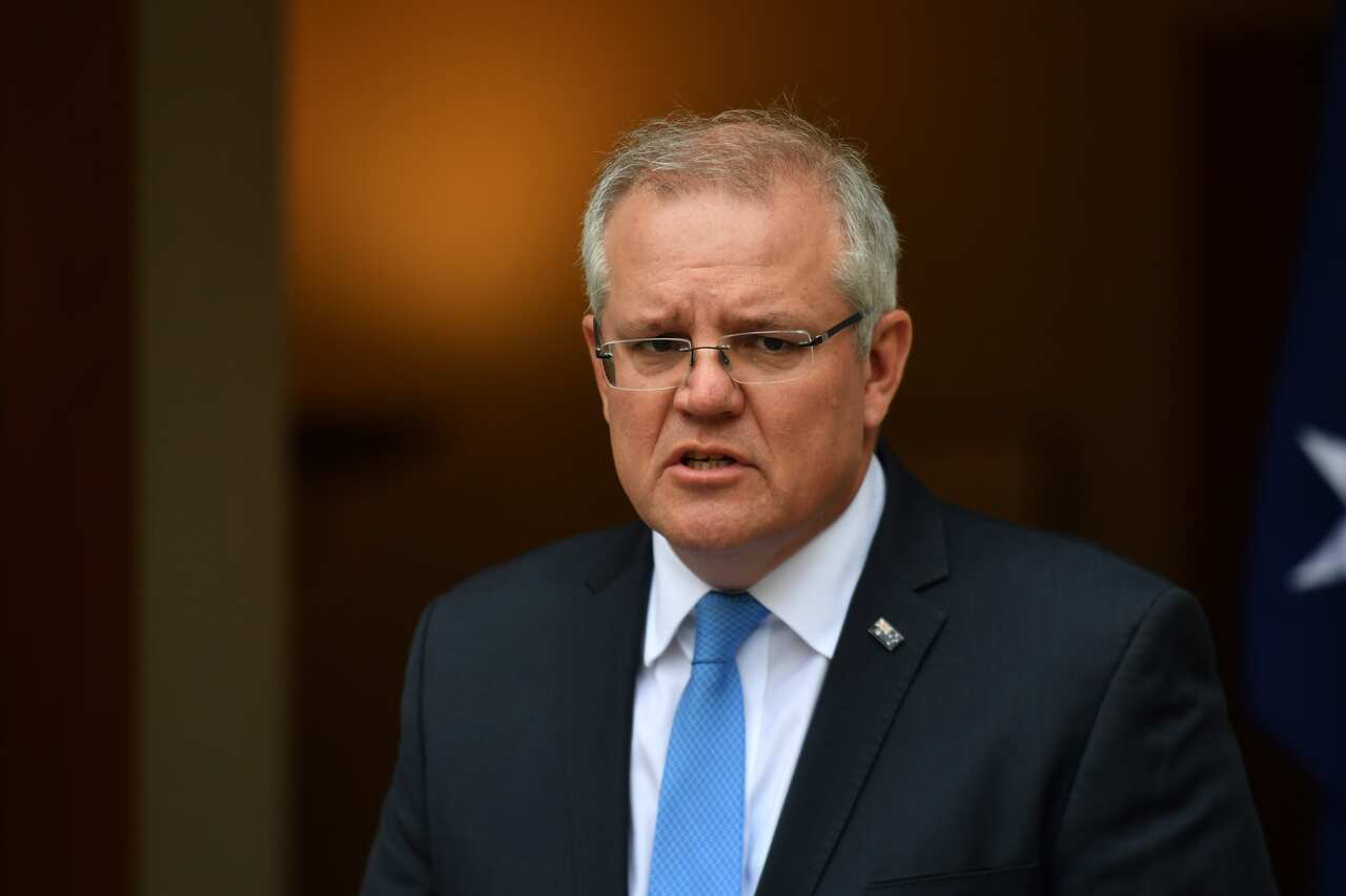 Prime Minister Scott Morrison at a press conference at Parliament House in Canberra, Wednesday, July 8, 2020. (AAP Image/Mick Tsikas) NO ARCHIVING